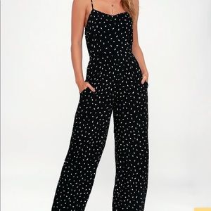 Black with white polka dots jumpsuit